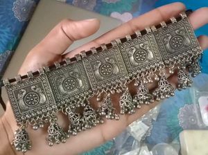 Oxidized Silver Choker Necklace