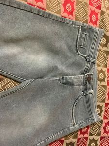 Designer Embroidered Grey Denim Jeans– Lightly Use