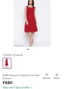 RARE Women Red Solid A-line Dress
