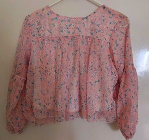 Floral Print Top, baby pink
