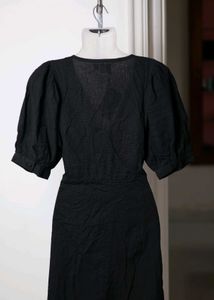 Black Puff Sleeve Mini Dress