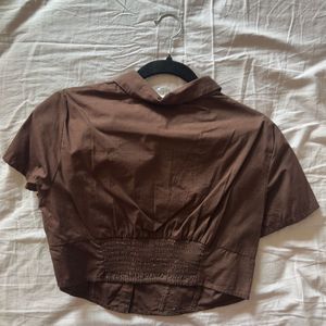H&amp;M Corset Style Crop Shirt