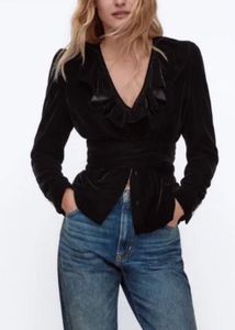 ZARA Elegant Black Velvet Jacket Blazer