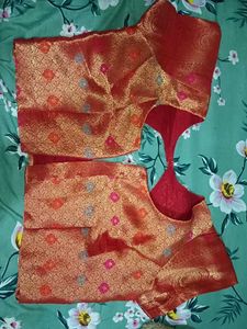 Red &amp; Gold Brocade Blouse