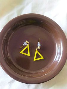 Yellow Triangle Earrings