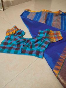 Blue Silk Saree with Blouse Piece