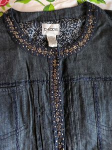 Chico's Denim Jacket with Embellishments
