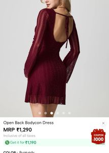 Burgundy Long Sleeve Mini Dress