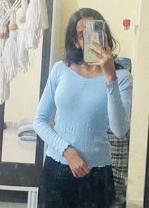 Light blue colour skin fit top
