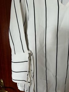 Striped V-Neck Tie Sleeve Top