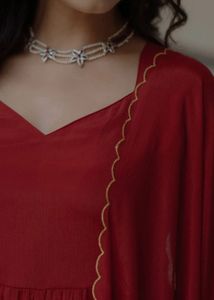 Elegant Red Anarkali Kurta Set