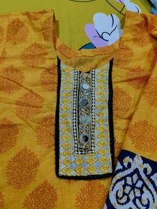 Yellow Printed Kurti