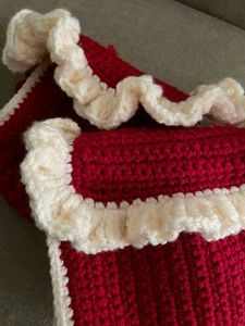 Red &amp; White Crocheted Scarf