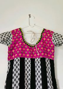 Black &amp; Pink Anarkali Kurta