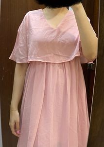 Pink Chiffon Cape Dress