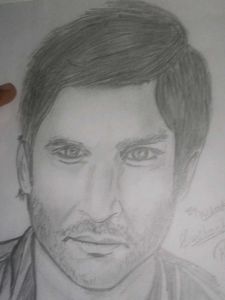 Shushant singh rajput pencil sketch