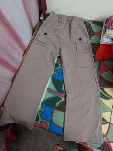 Beige Wide Leg Cargo Pants