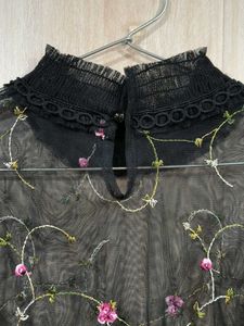 Floral Embroidered Mesh Top