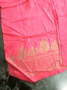 Coral &amp; Gold Print Kurti Plazo Set