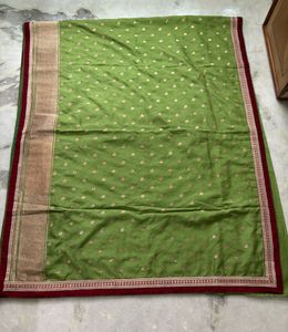 Elegant Olive  Green Embroidery Saree