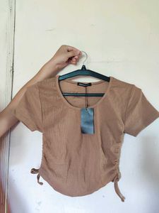 Urban Outfitters Brown Ruched Crop Top
