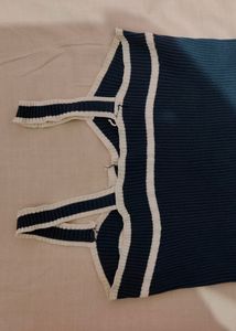 Blue Front Open Crop Top