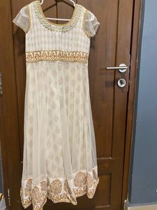 Off White Net Kurthi With Dupatta