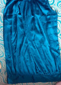 Teal Sleeveless Satin Dress