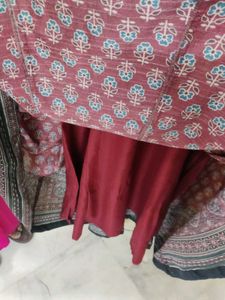 Maroon Printed Ethnic Dress
