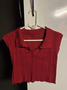 Y2k Ribbed Collared top✨