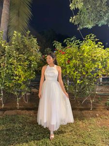 Elegant White Halter Neck Dress