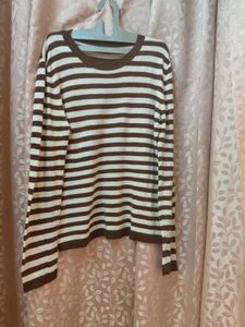 Striped Brown &amp; White Sweater