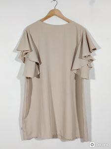 Goddess Beige Dress With Umbrella Sleeves