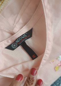 Pink Embroidered Kurta With Sharara And Dupatta