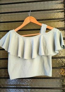 Ruffle One-Shoulder Crop Top