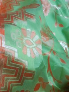 A New Saree In Green n Orange Shade