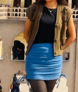 Denim Mini Skirt with Drawstring ( 1 free gift 🎁)