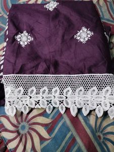 Cotton Embroidery Kurta With Lace
