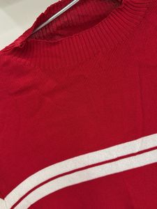 Red &amp; White Striped Knit Top