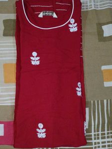 Maroon Embroidered Kurti