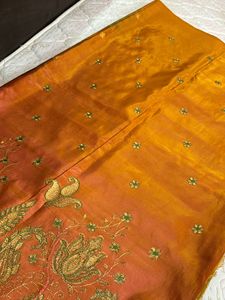 Double Colour Shade Brown And Olive Green Saree