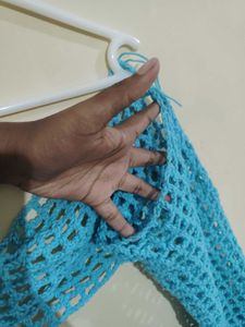 Light Blue Crochet Sleeves