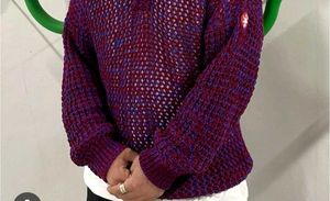 Purple Knit Polo Sweater
