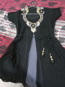 Elegant Black Ethnic Onepiece/ Kurti