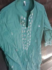 Green Ethnic Kurta with Pathani bottom