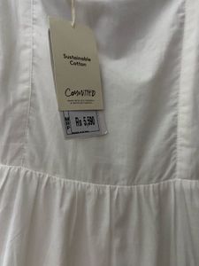 White Ethnic Embroidered Pure Cotton Dress