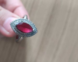 Red Gemstone Ring pure silver
