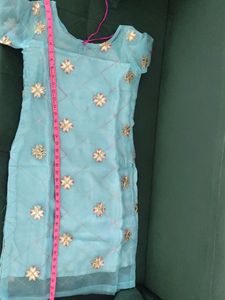 Sea Blue net embroidery party wear suit