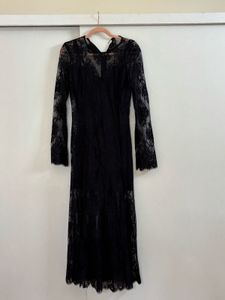 MANGO Black Lace Maxi Dress