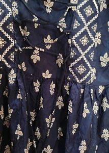 Navy Blue Printed Top